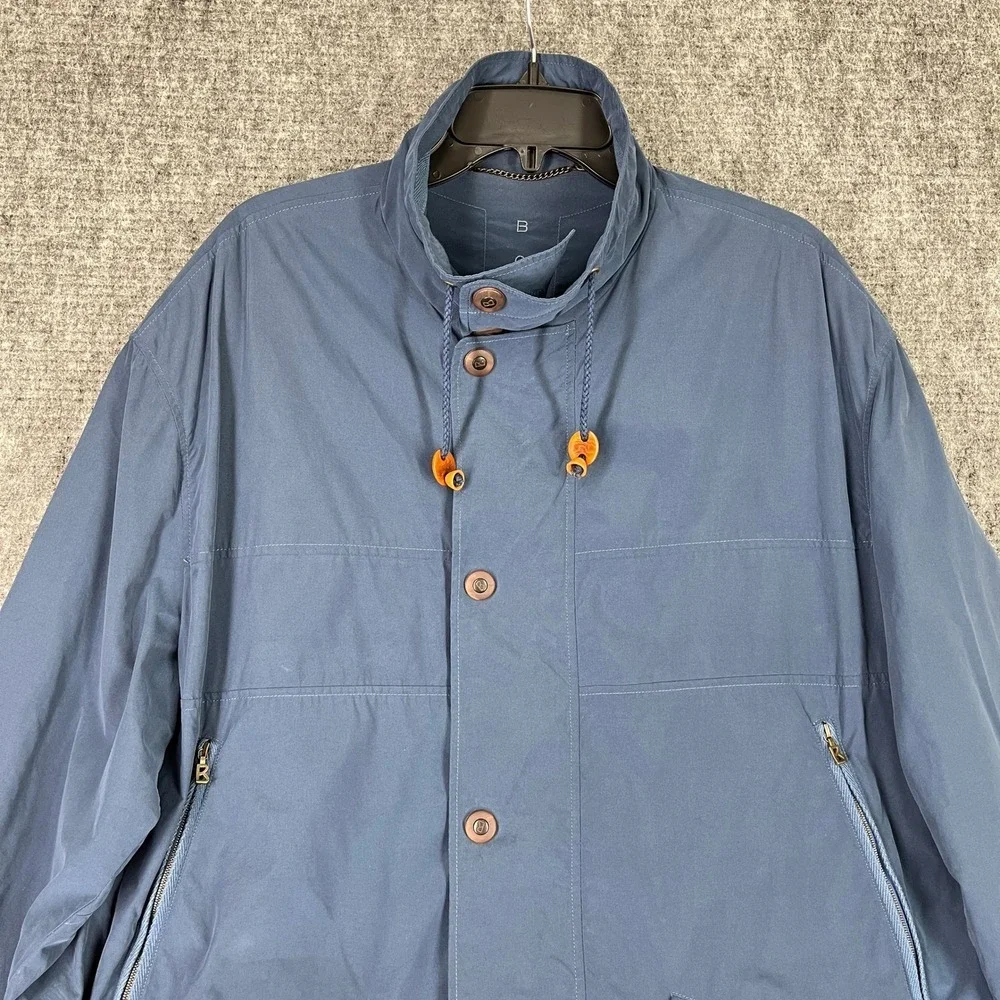 Bogner Jacket Mens‎ L Blue Lightweight Parka Hooded Rain Shell Premium Vintage